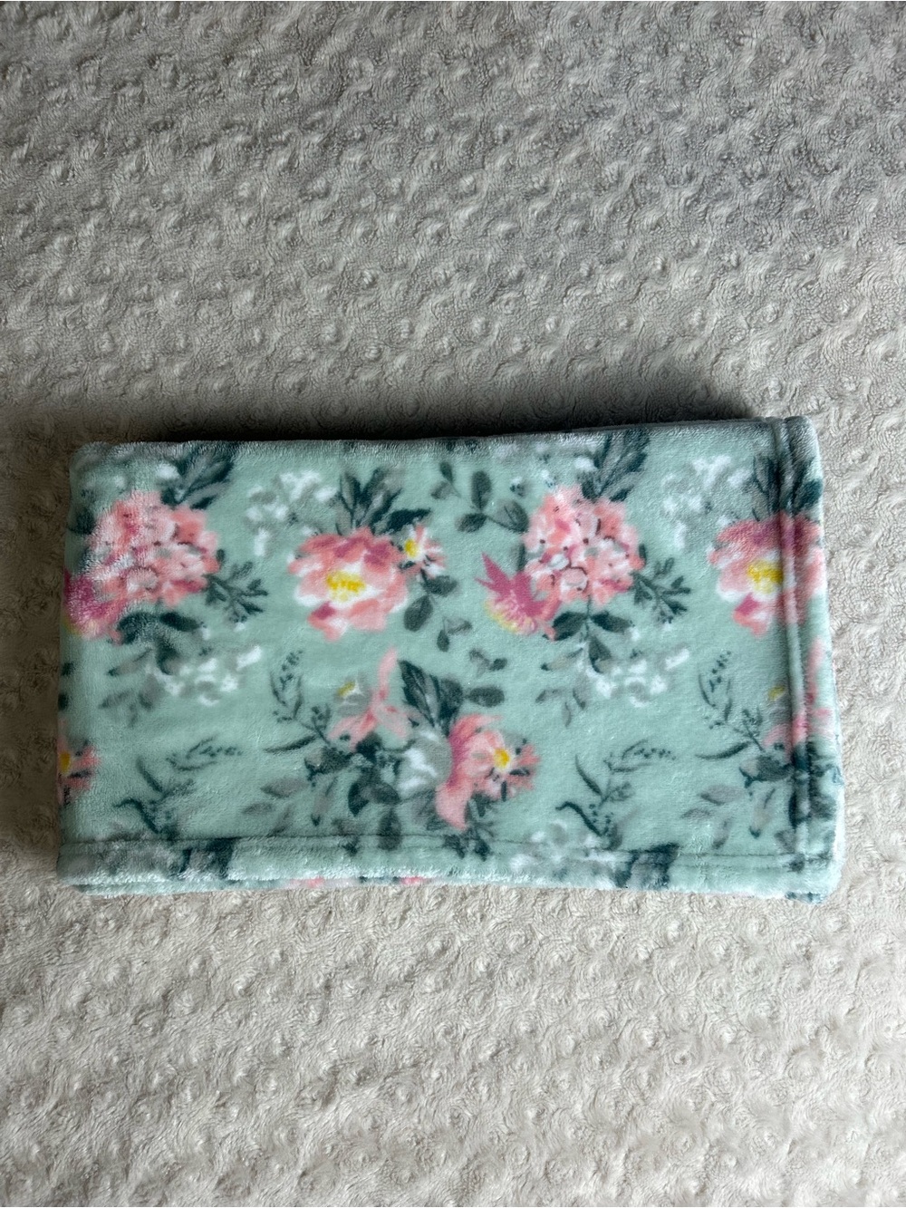Baby Starters Pink Green Floral Blanket Flowers White Yellow Soft Plush Lovey